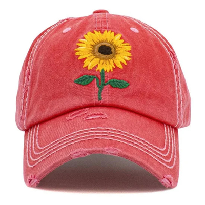 Vintage Geïnspireerde Custom Borduurwerk Baseball Cap Cotton Sunflower Lace Stof