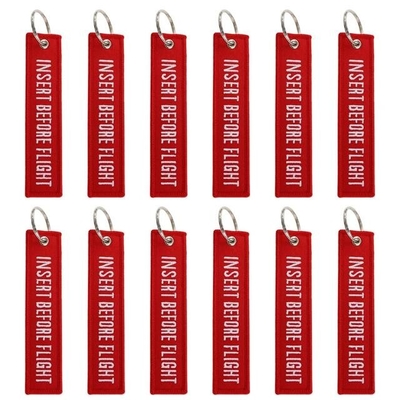 Kleine ODM-vluchtkaart Sleutelhanger Op maat Draagbare Rode Geborduurde Bulk Verpakking