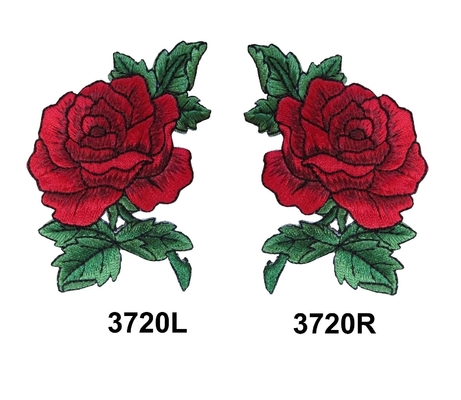 De rode Rose Flower Embroidery Sew Patch-Kleur van Douanepantone voor Kleren