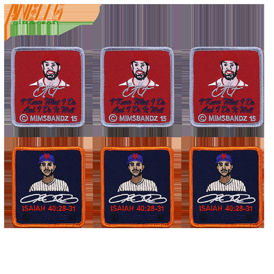 Custom borduurwerk patches ijzer op heldere plastic mouw verpakking met verweven rand