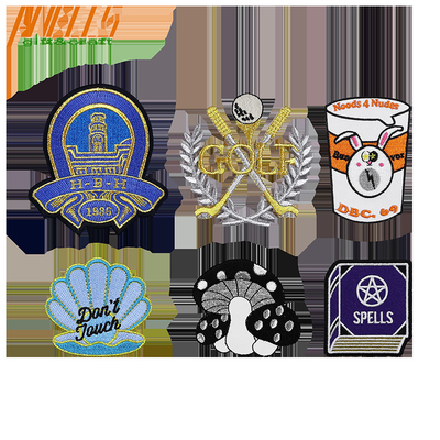Custom Logo Stof Geborduurd Geweven Hoed Patch Custom Hook en Loop Iron op Chenille Letter Embroidery Patches