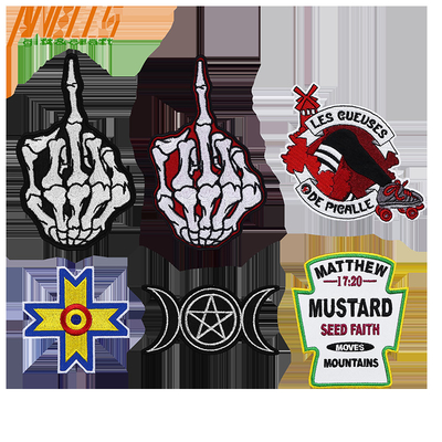 Custom Logo Stof Geborduurd Geweven Hoed Patch Custom Hook en Loop Iron op Chenille Letter Embroidery Patches