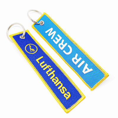 Custom Logo Stof Sleutel Tag Borduur Sleutelhanger Label Sleutelhanger