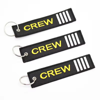 Fabriek Custom Stof Borduurwerk Sleutelhanger Bagage Tag Sleutelhanger Sleutelhangers