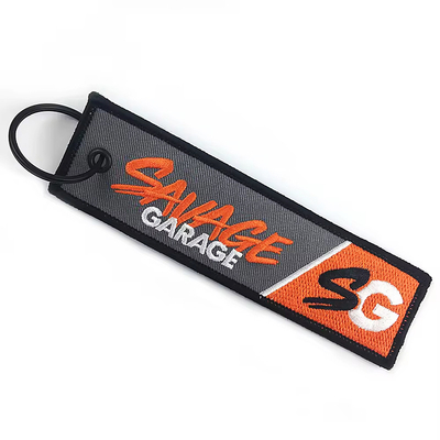 Fabriek Custom Stof Borduurwerk Sleutelhanger Bagage Tag Sleutelhanger Sleutelhangers