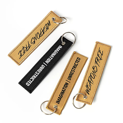 Custom Logo Stof Sleutel Tag Borduur Sleutelhanger Label Sleutelhanger