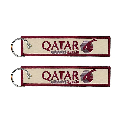 Groothandel Olecranon Hook Goedkoop Op maat gemaakt Vliegstof Borduurwerk Jet tag Geweven Sleutelhanger Met Je Eigen Logo