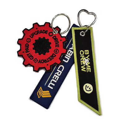 Direct Fabriek Custom geborduurde sleutelhanger Gepersonaliseerde berichtontwerp Stoffen
