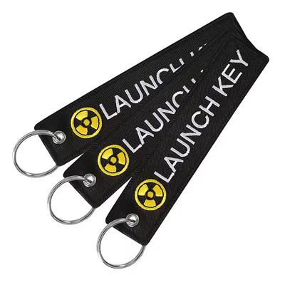 Borduur hanger dubbelzijdige op maat geborduurde sleutelhanger Jacquard Weave Logo Woven Label Sleutelring