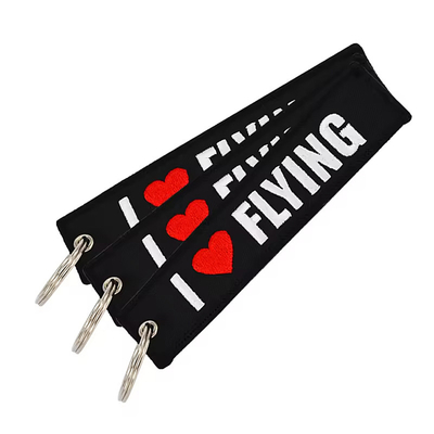 Black Twill geborduurde sleutelhanger Crew geborduurde bagage tag stof sleutelhanger
