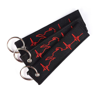 Black Twill geborduurde sleutelhanger Crew geborduurde bagage tag stof sleutelhanger