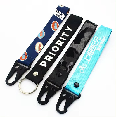 Gepersonaliseerde blanke druk Alfabet Letter Dubbelzijdige Sleutelhangers Geweven Geborduurde Sleutelhanger Korte Lanyard Sleuteltags