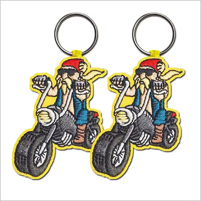 Lichtgewicht Custom Logo Jet Tags Stof Geprinte Geborduurde Sleutelring Geborduurde Sleutelhanger
