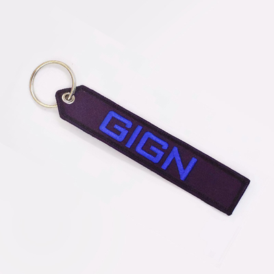 Custom Logo Jet Tags Stof Geprinte Geborduurde Sleutelring Geborduurde Sleutelhanger