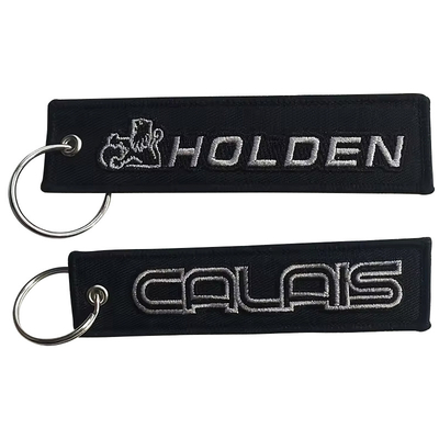 Groothandel sleutelkettingen borduur tekst sleutel tag voor promotie Custom logo sleutelketting