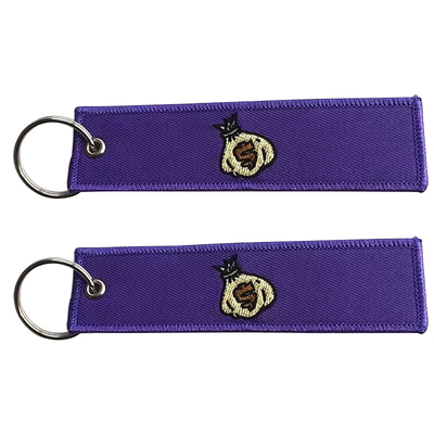 Groothandel sleutelkettingen borduur tekst sleutel tag voor promotie Custom logo sleutelketting