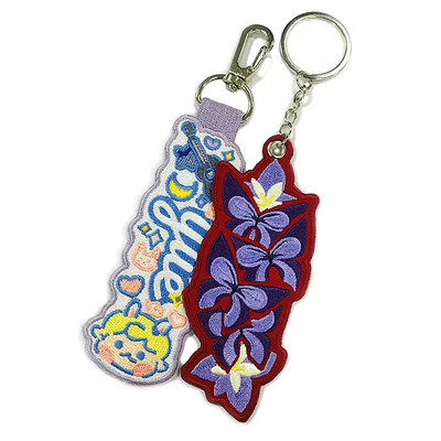 Groothandel sleutelkettingen borduur tekst sleutel tag voor promotie Custom logo sleutelketting