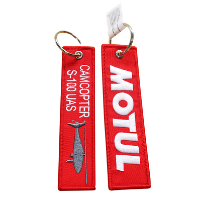 Gepersonaliseerde geborduurde sleutelhanger met aangepast logo promotieve mode geweven stof sleutel tag sleutelhanger