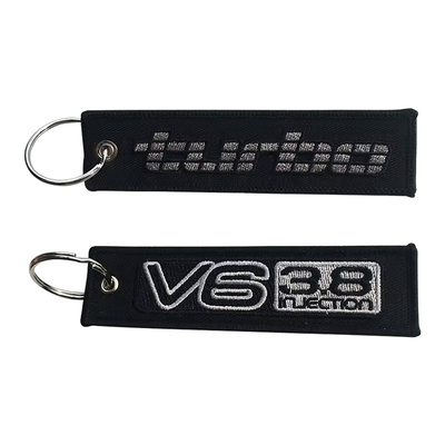 Gepersonaliseerde geborduurde sleutelhanger met aangepast logo promotieve mode geweven stof sleutel tag sleutelhanger