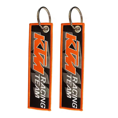 Gepersonaliseerd logo ontwerp Sleutelhanger Ring Ketting Stoffen Tag Custom Woven Sleutelhanger