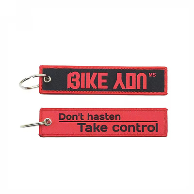 Custom Carabiner Stitching Woven Embroidery Jet Tag Sleutelhanger Eagle Beak Zwarte polsband Lanyard Sleutelhanger