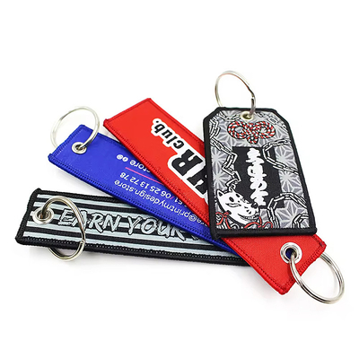 Custom Carabiner Stitching Woven Embroidery Jet Tag Sleutelhanger Eagle Beak Zwarte polsband Lanyard Sleutelhanger