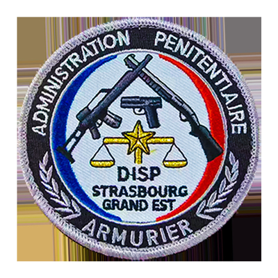 Geborduurde geweven stoffen logo patch met haak bevestiging voor aangepaste hoeden en kleding