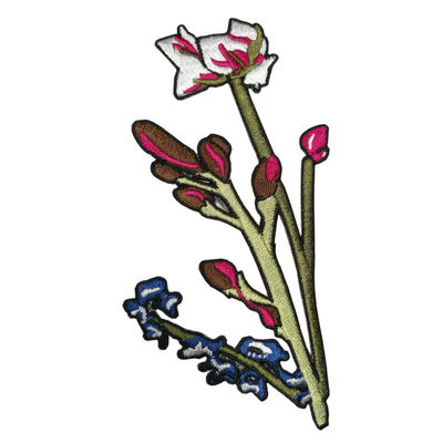 2Pcs/Grens van Paar de Witte Rose Iron On Embroidery Flowers Merrowed voor Kleren