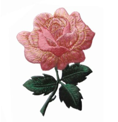 #4535 Flard van 3 1/4 het“ Roze Rose Flower Embroidery Iron On Applique