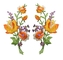 Het Borduurwerkijzer van de Merrowedgrens op Applique-Flard 2Pcs Oranje Rose Flower