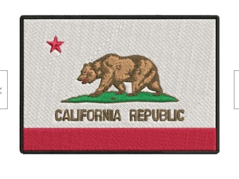 Het Geborduurde Ijzer van de Republiek van Californië Vlag op de Grens van de Stoffenmerrow van de Flardkeperstof