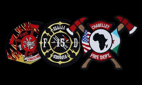 Geborduurde het brandweerkorps herstelt Douane Logo Made Iron On Back